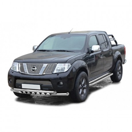 Защита порогов с алюминиевым листом (d63,5) для Nissan Navara (2010-2015)(Окрашенное) купить недорого с доставкой в Усть-Илимск